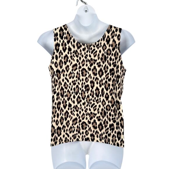 Chico's Tank Top Shell Womens 3 / US XL Animal Print Scoop Neck Nylon Stretch - Picture 5 of 13
